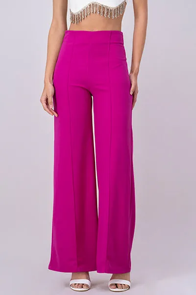 Pantalón Wide Leg Cintura Alta Costuras