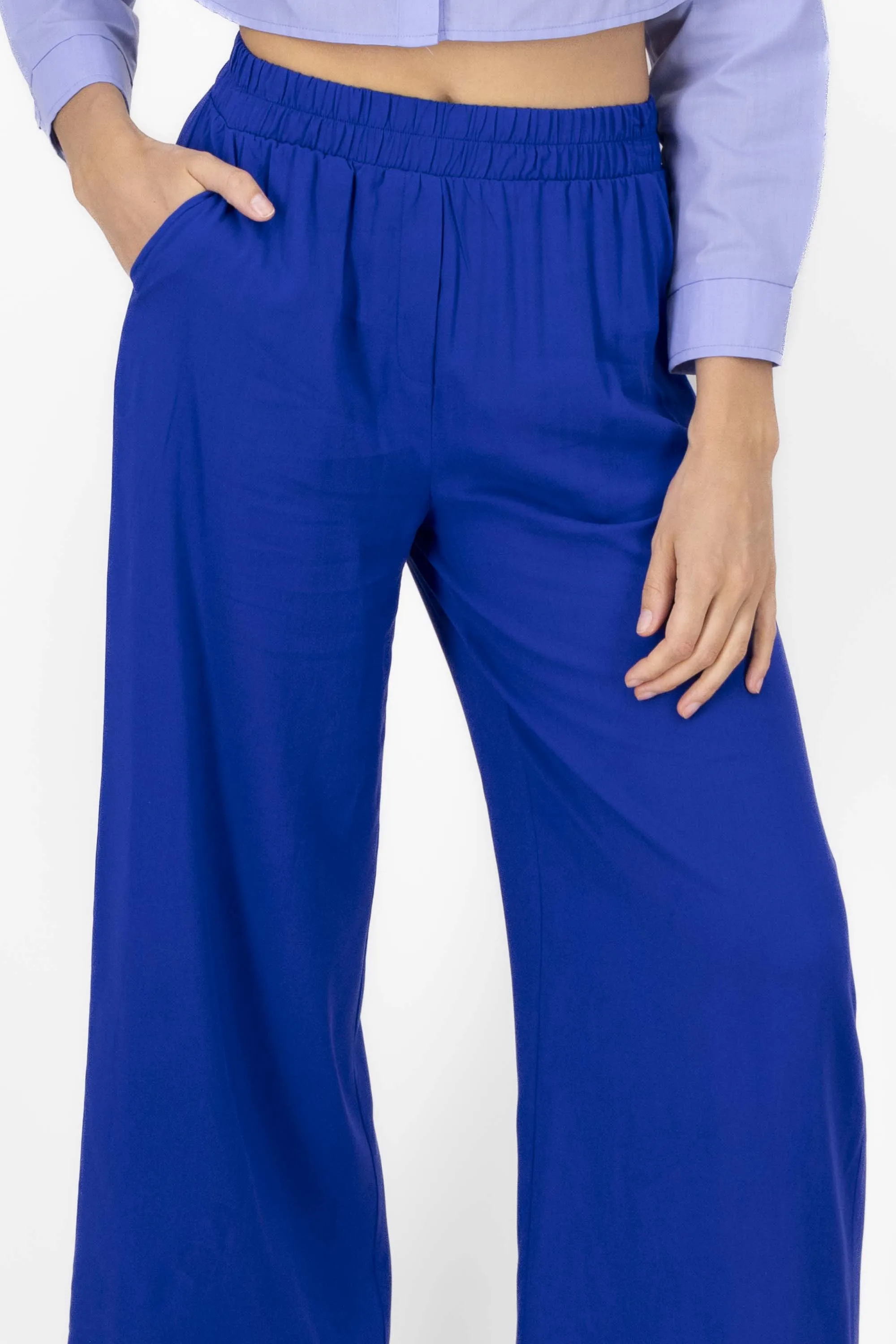 Pantalón Wide Leg Cintura Alta Fruncida