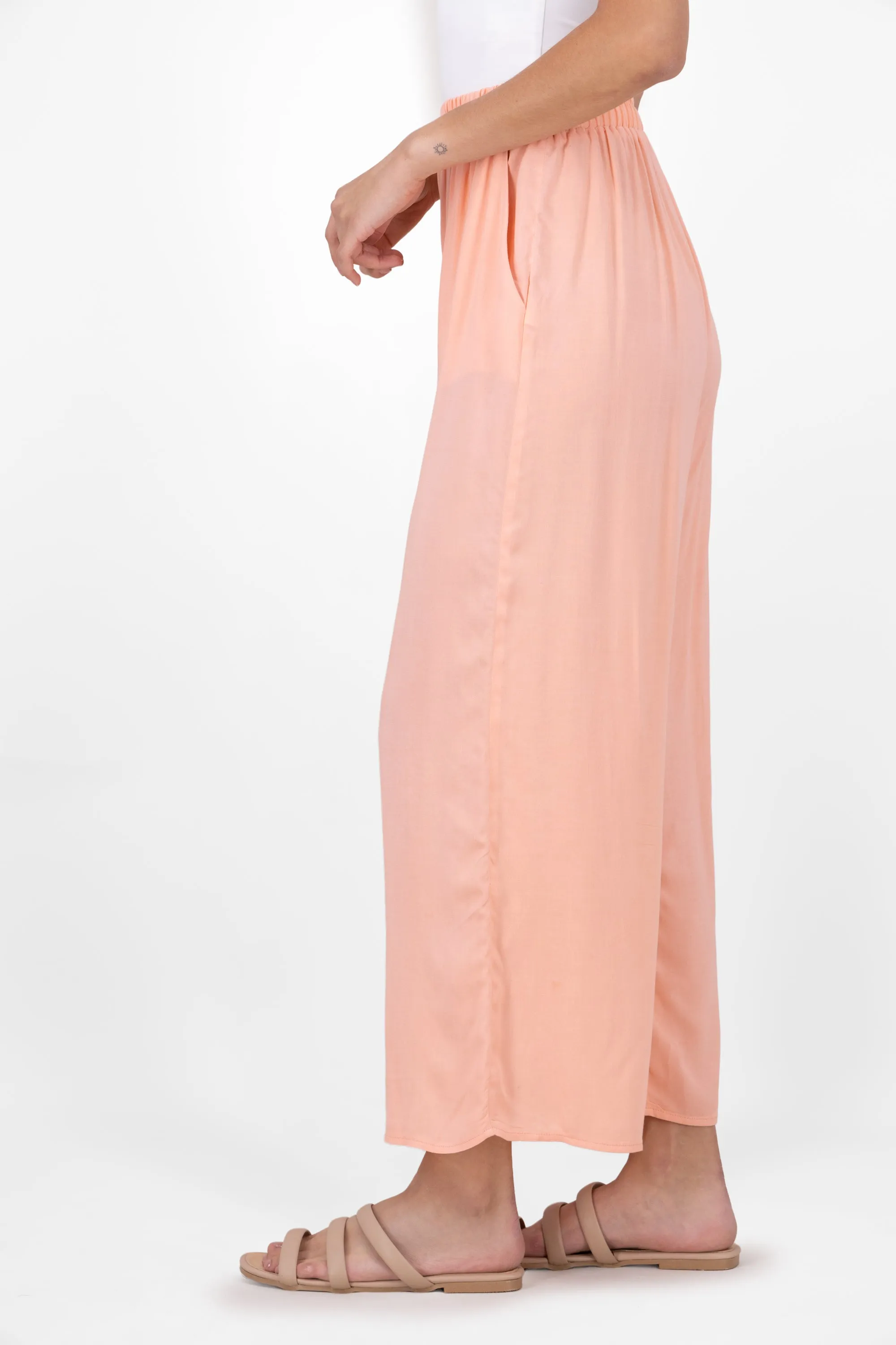 Pantalón Wide Leg Cintura Alta Fruncida