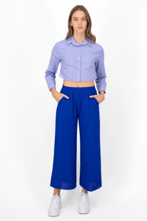 Pantalón Wide Leg Cintura Alta Fruncida