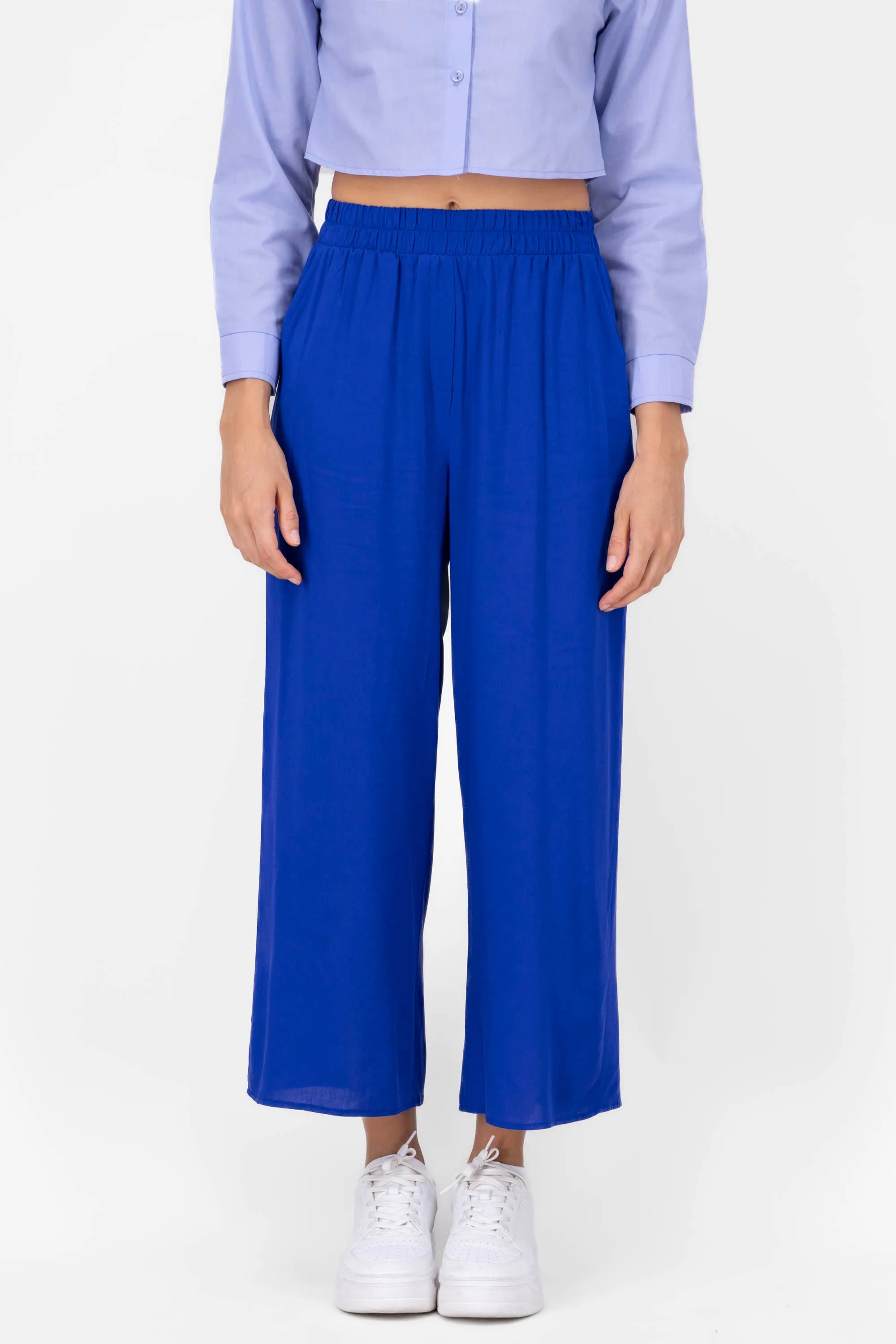 Pantalón Wide Leg Cintura Alta Fruncida