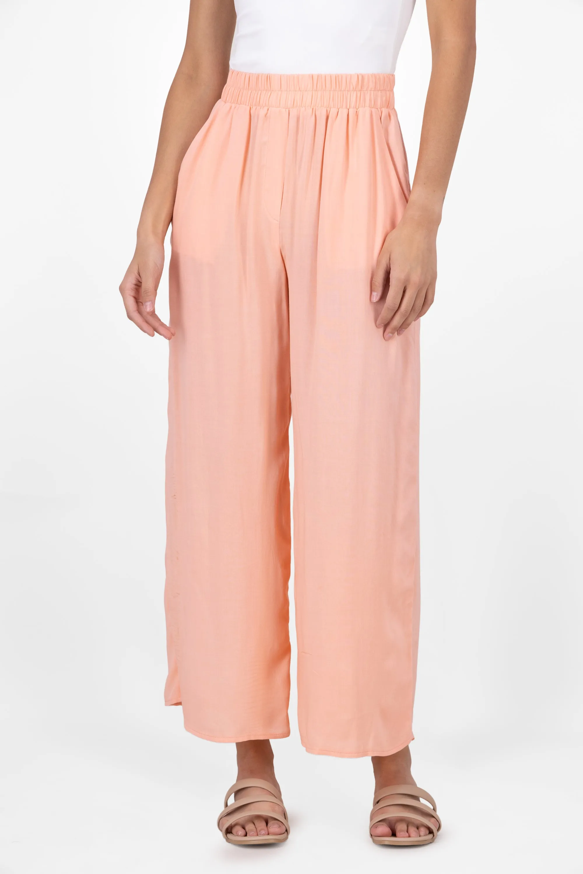 Pantalón Wide Leg Cintura Alta Fruncida