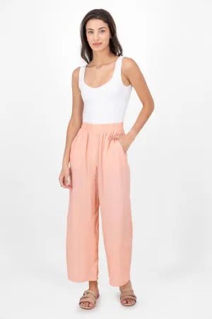 Pantalón Wide Leg Cintura Alta Fruncida