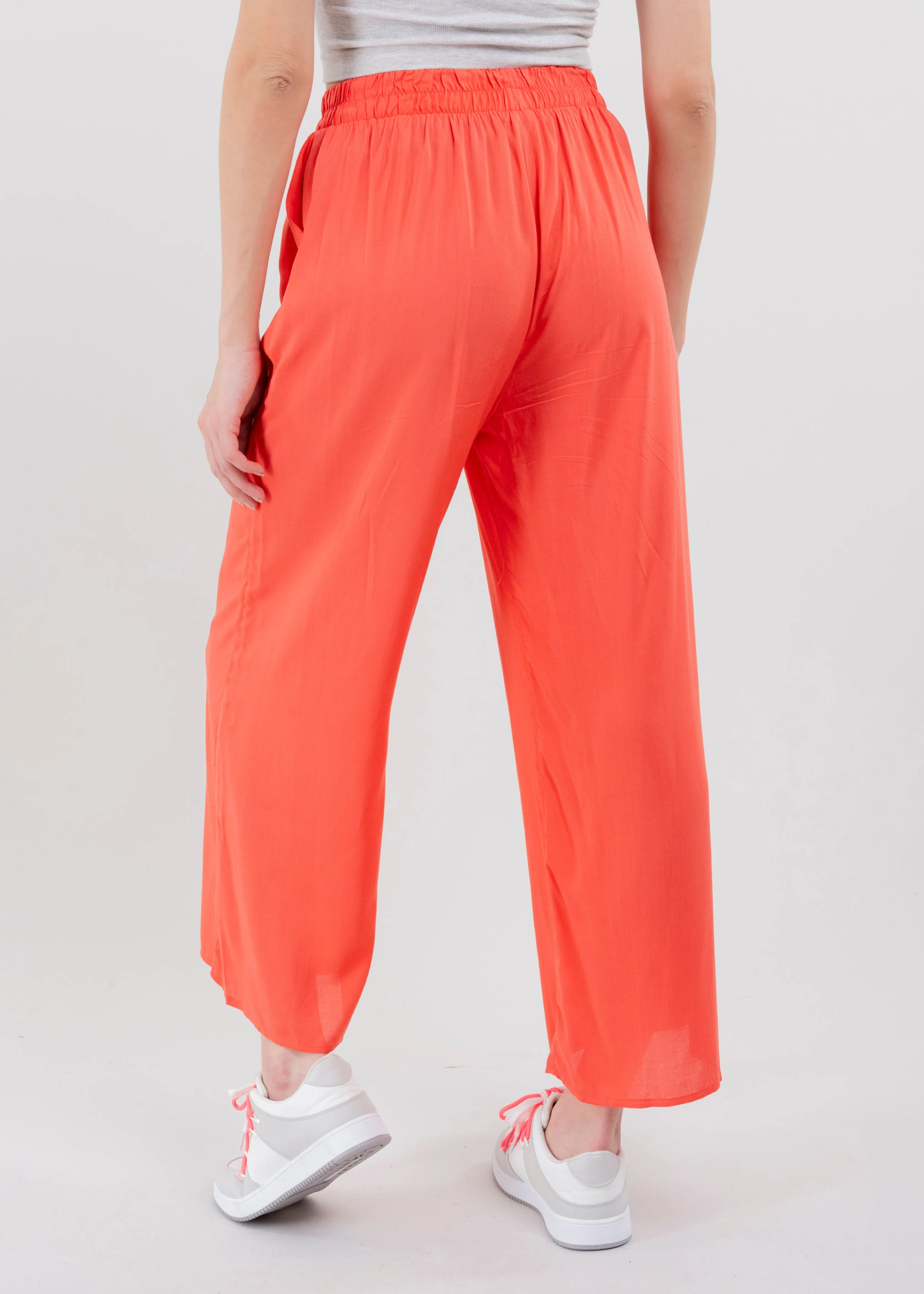 Pantalón Wide Leg Cintura Alta Fruncida