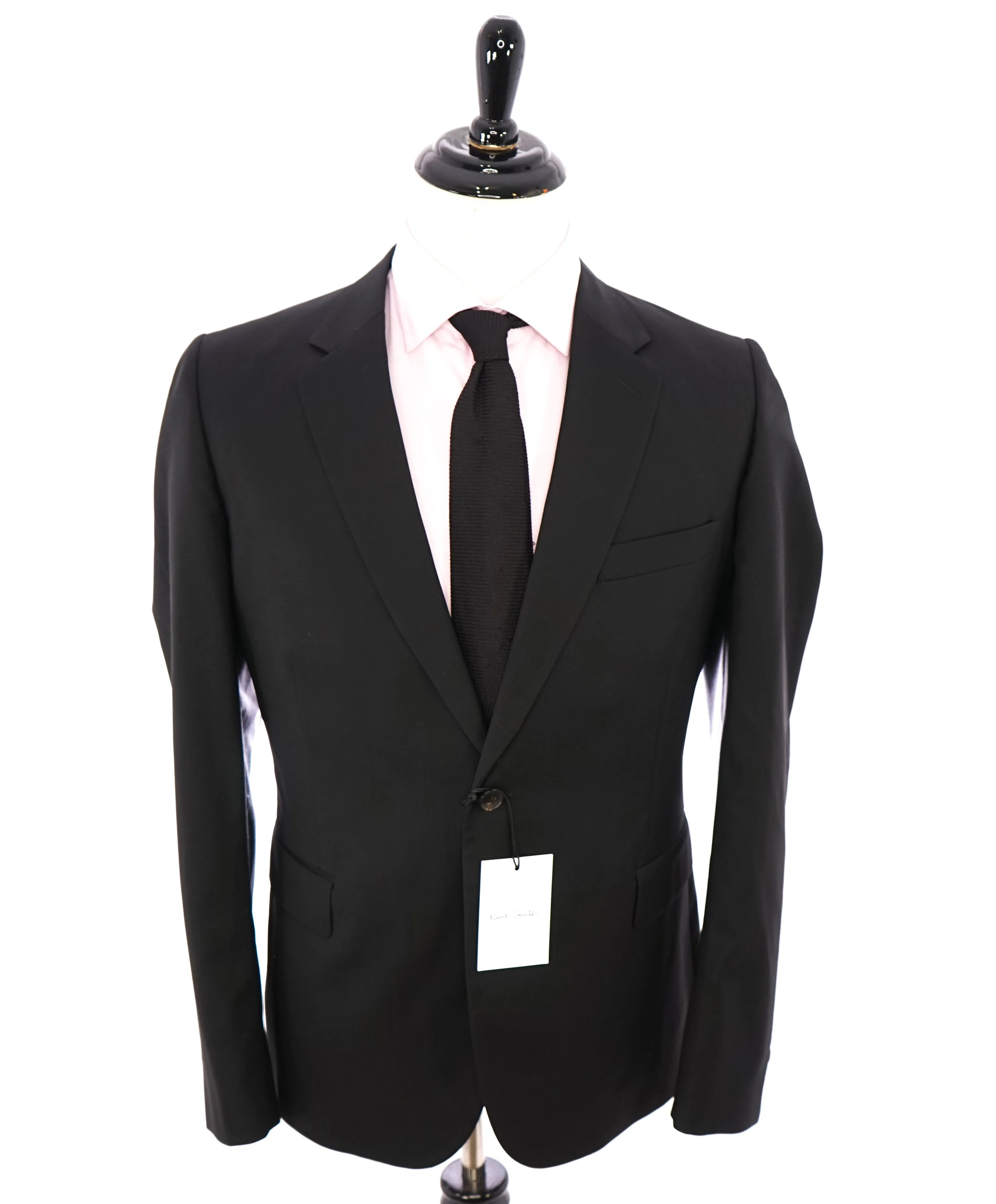 PAUL SMITH - "SOHO FIT" 2-Button Wool & Mohair Black Suit - 44R
