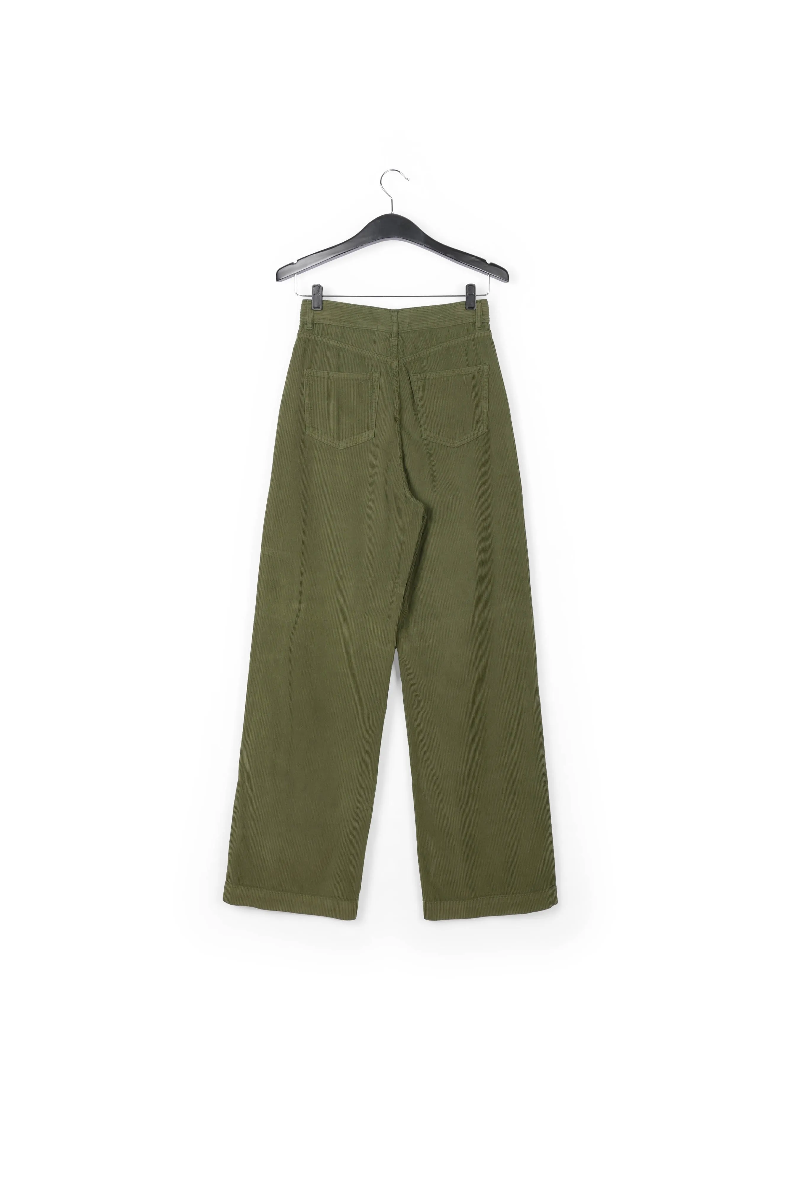 Pine green soft corduroy wide leg pants