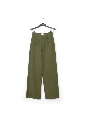 Pine green soft corduroy wide leg pants