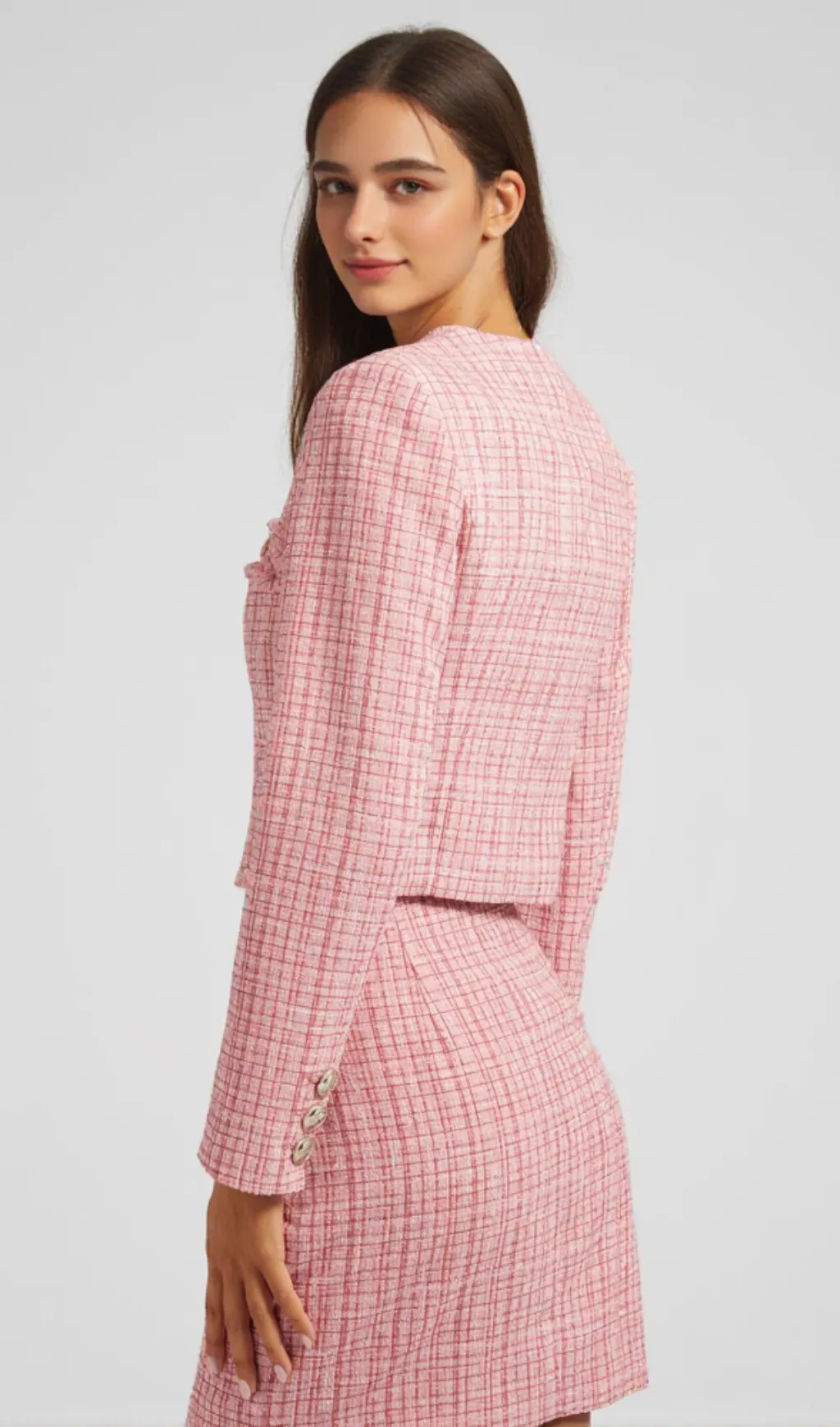 Pink Check Knit Skirt