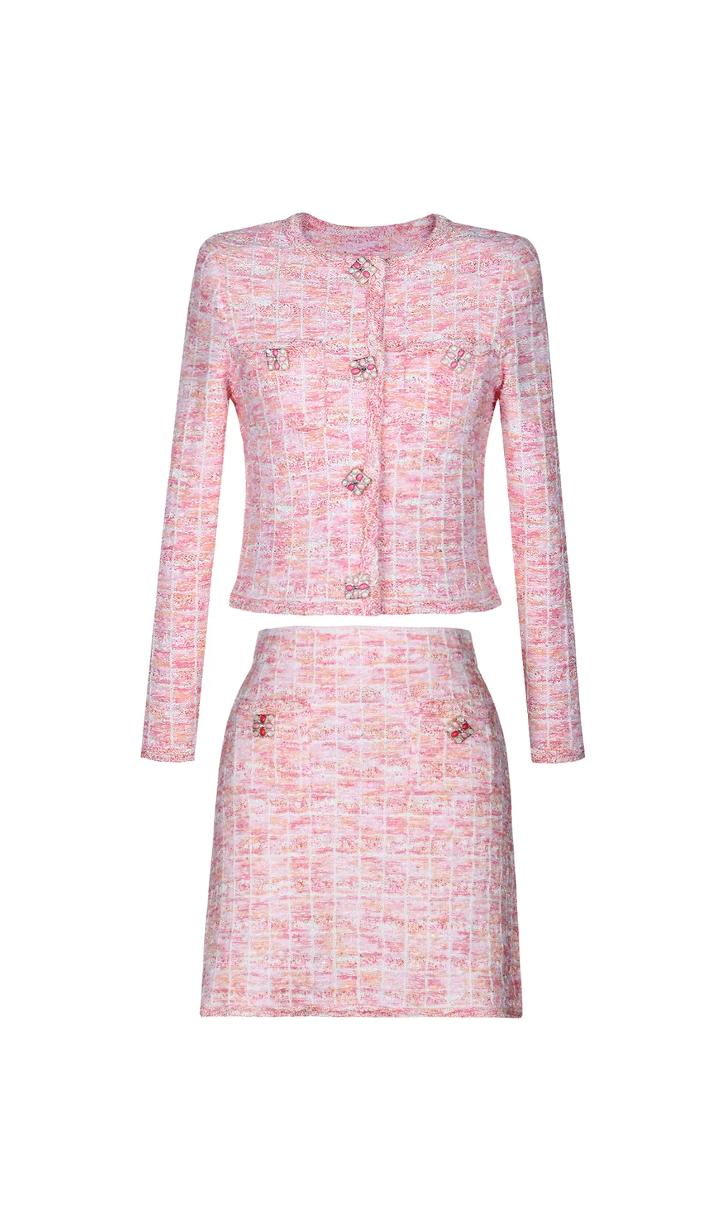 Pink Check Knit Skirt