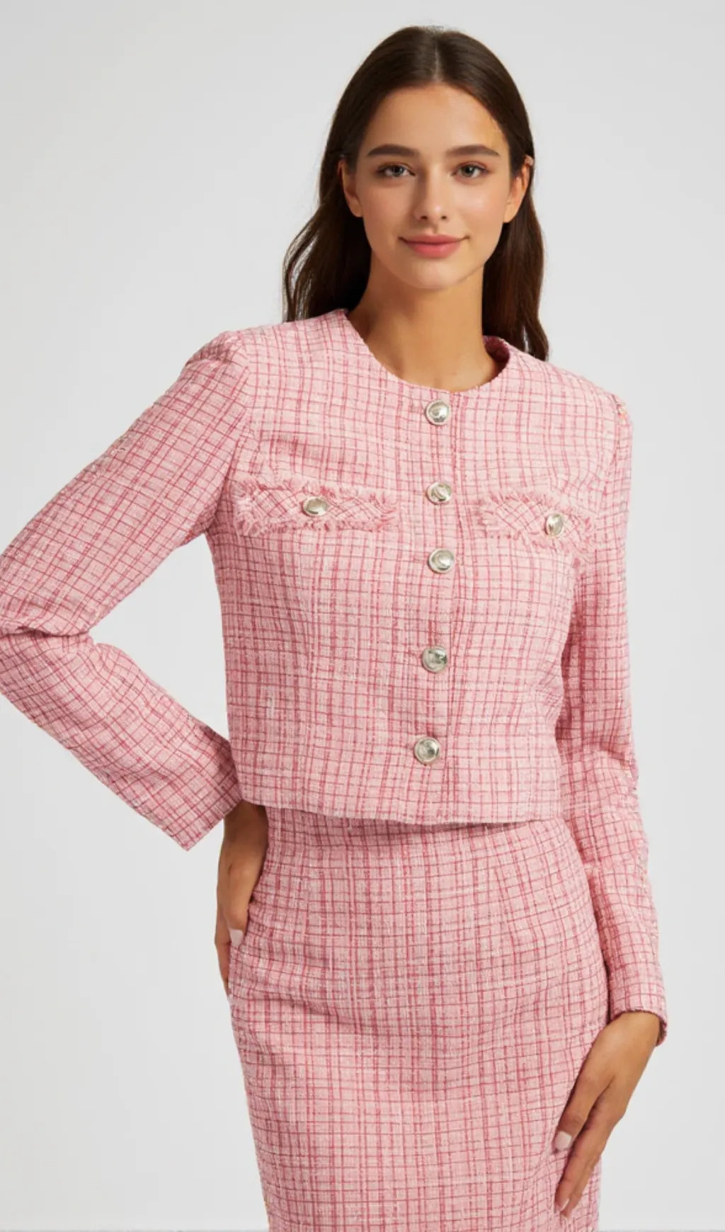 Pink Check Knit Skirt