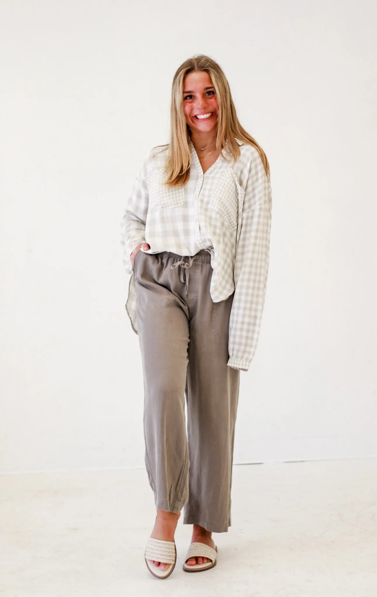 Plaid Picnic Party Shirt in Taupe