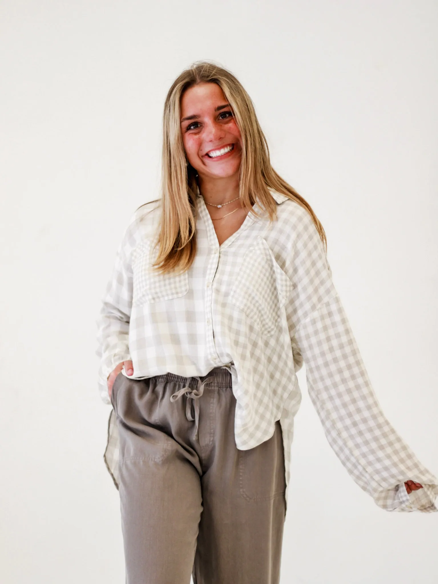 Plaid Picnic Party Shirt in Taupe