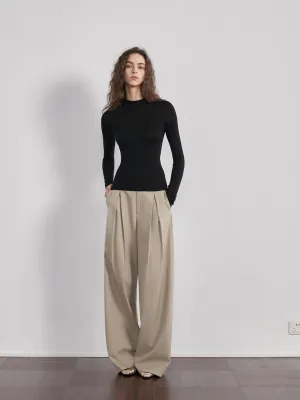 Pleated Wide-Leg Trousers