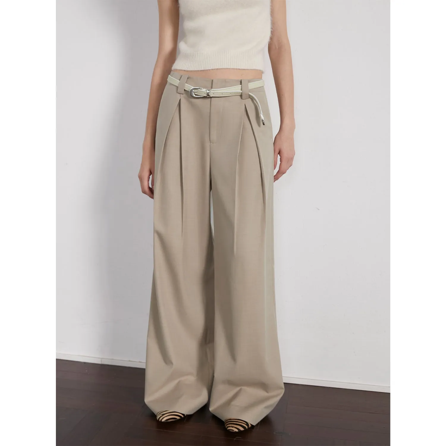 Pleated Wide-Leg Trousers