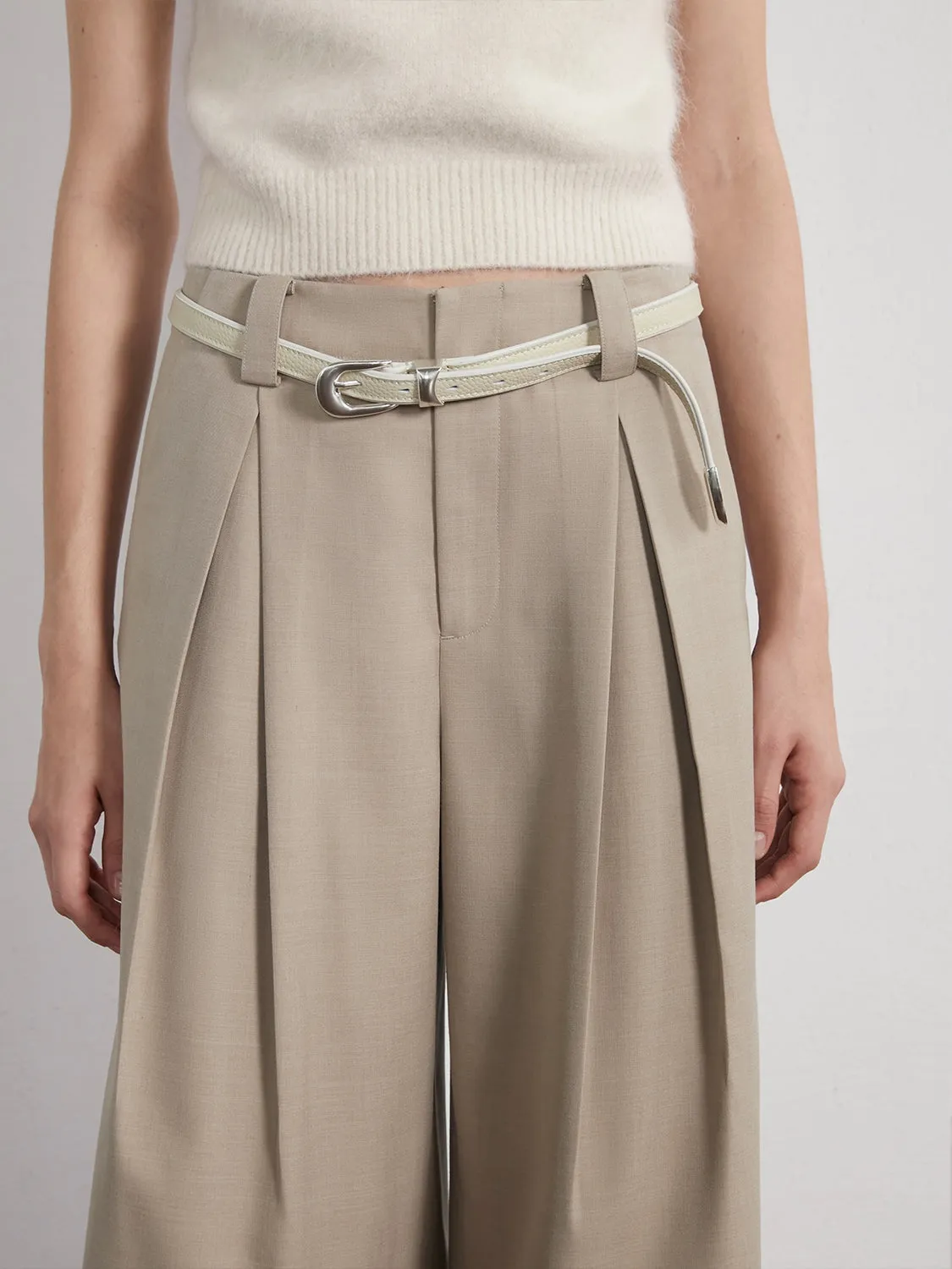 Pleated Wide-Leg Trousers