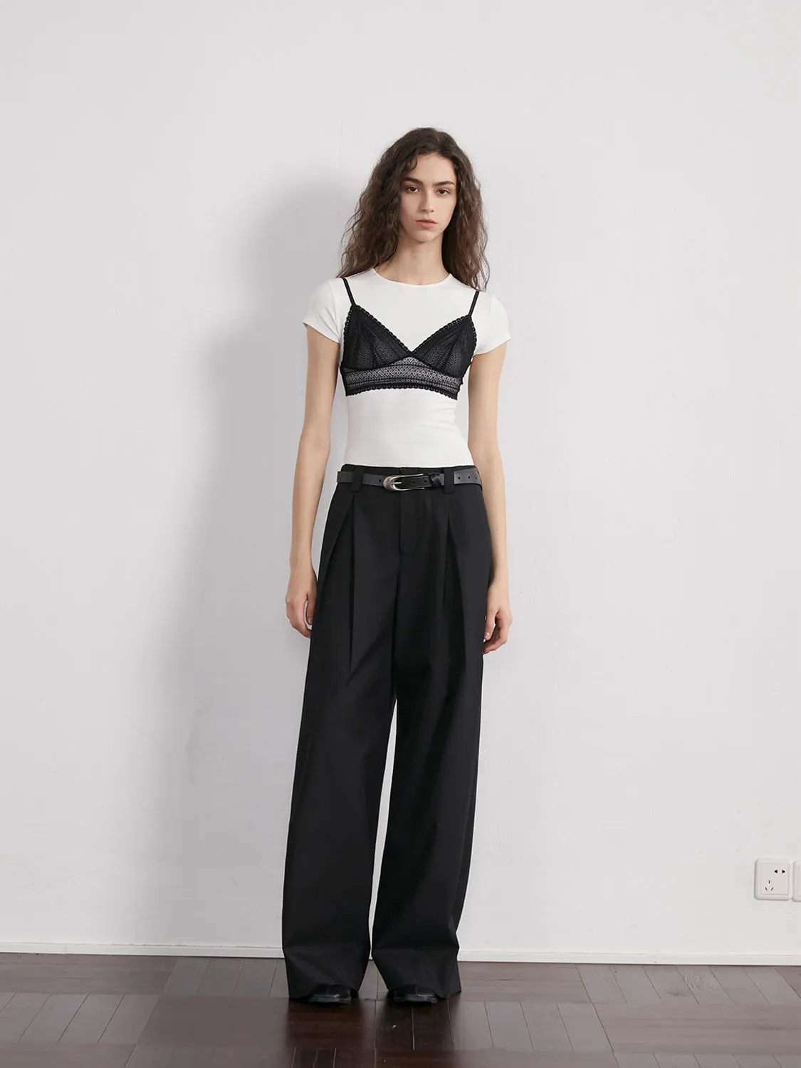 Pleated Wide-Leg Trousers