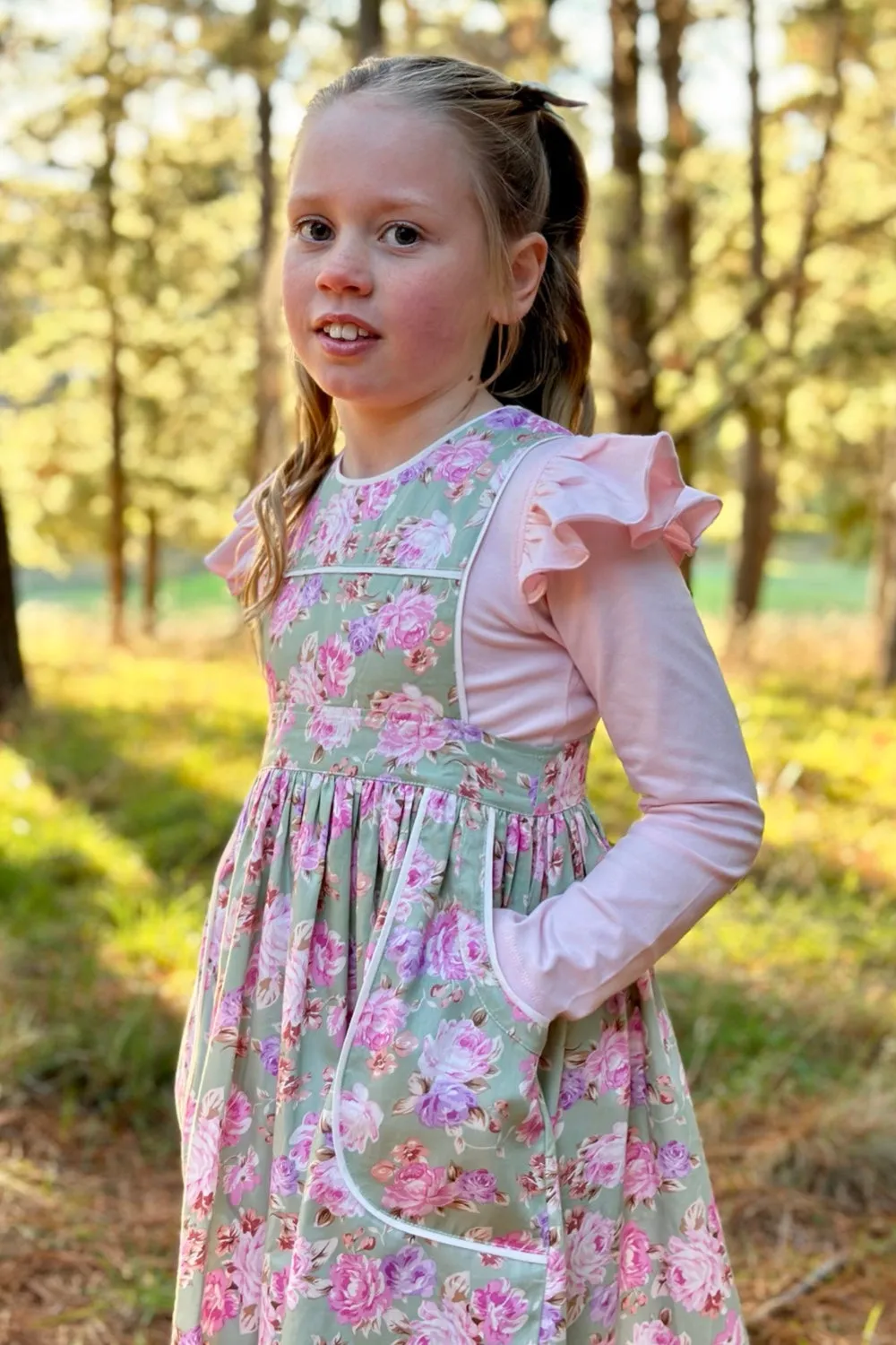 Pocket Pinafore Dress | Matilda Rose in Mint