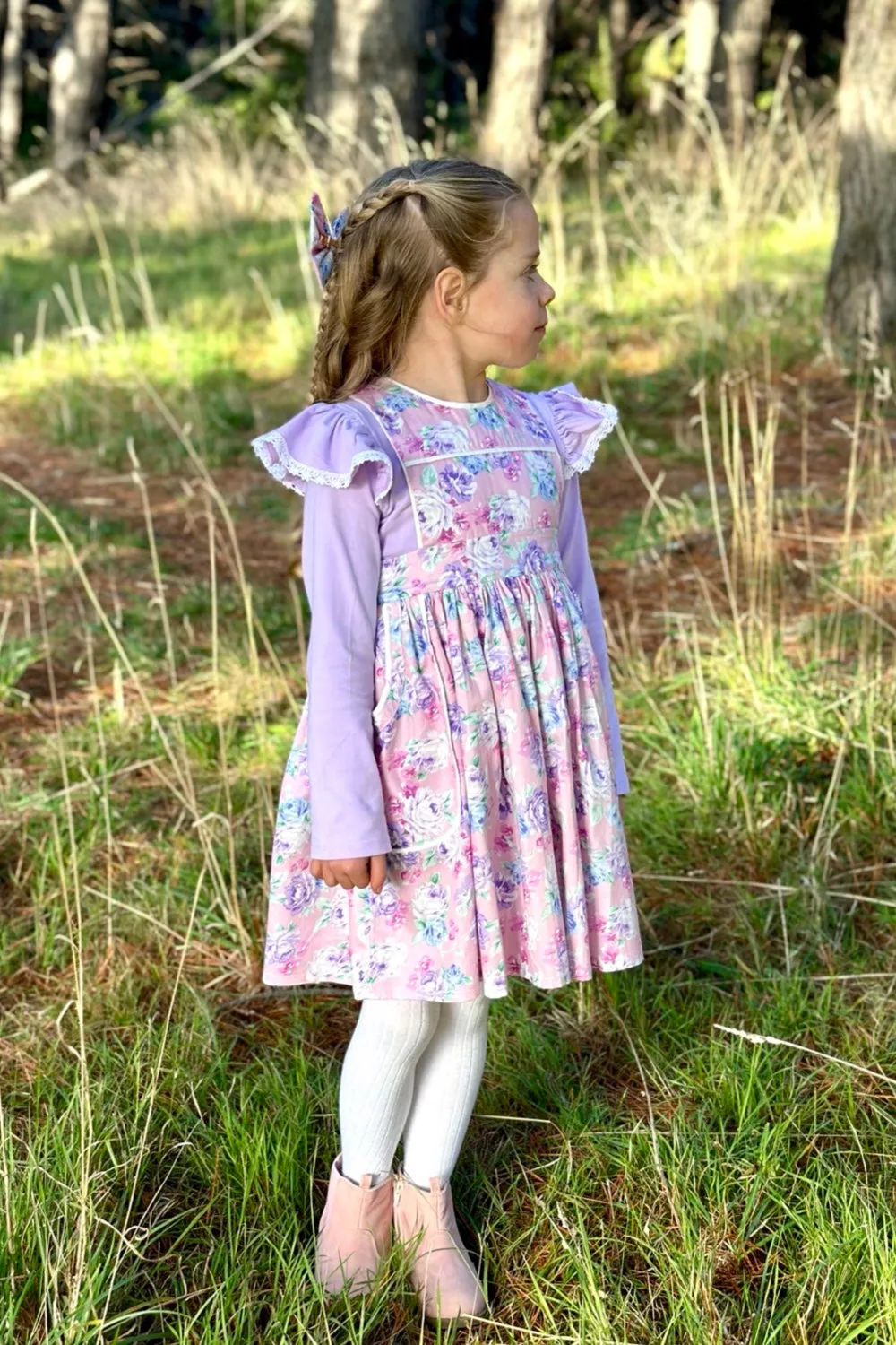 Pocket Pinafore Dress | Matilda Rose in Pink