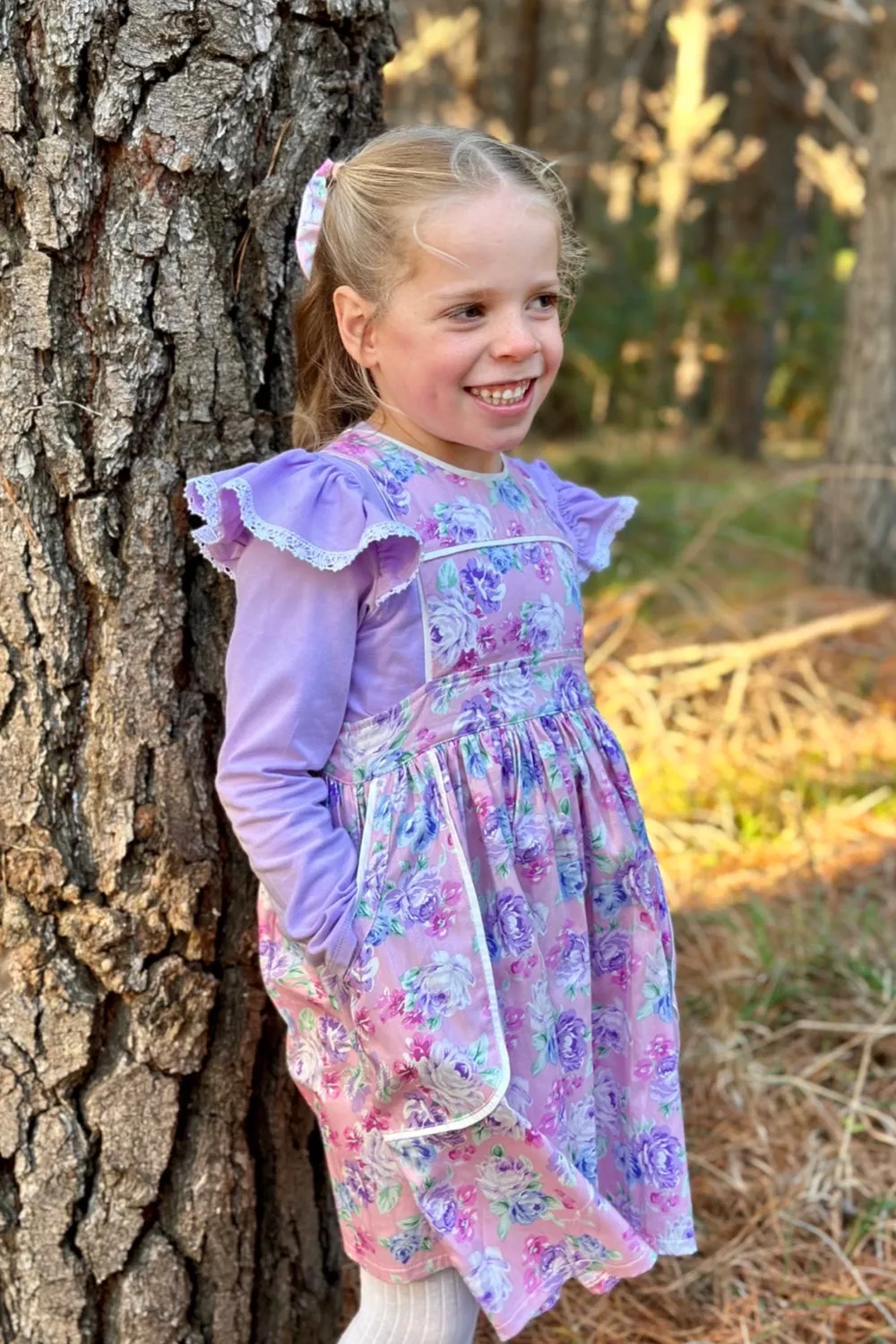 Pocket Pinafore Dress | Matilda Rose in Pink