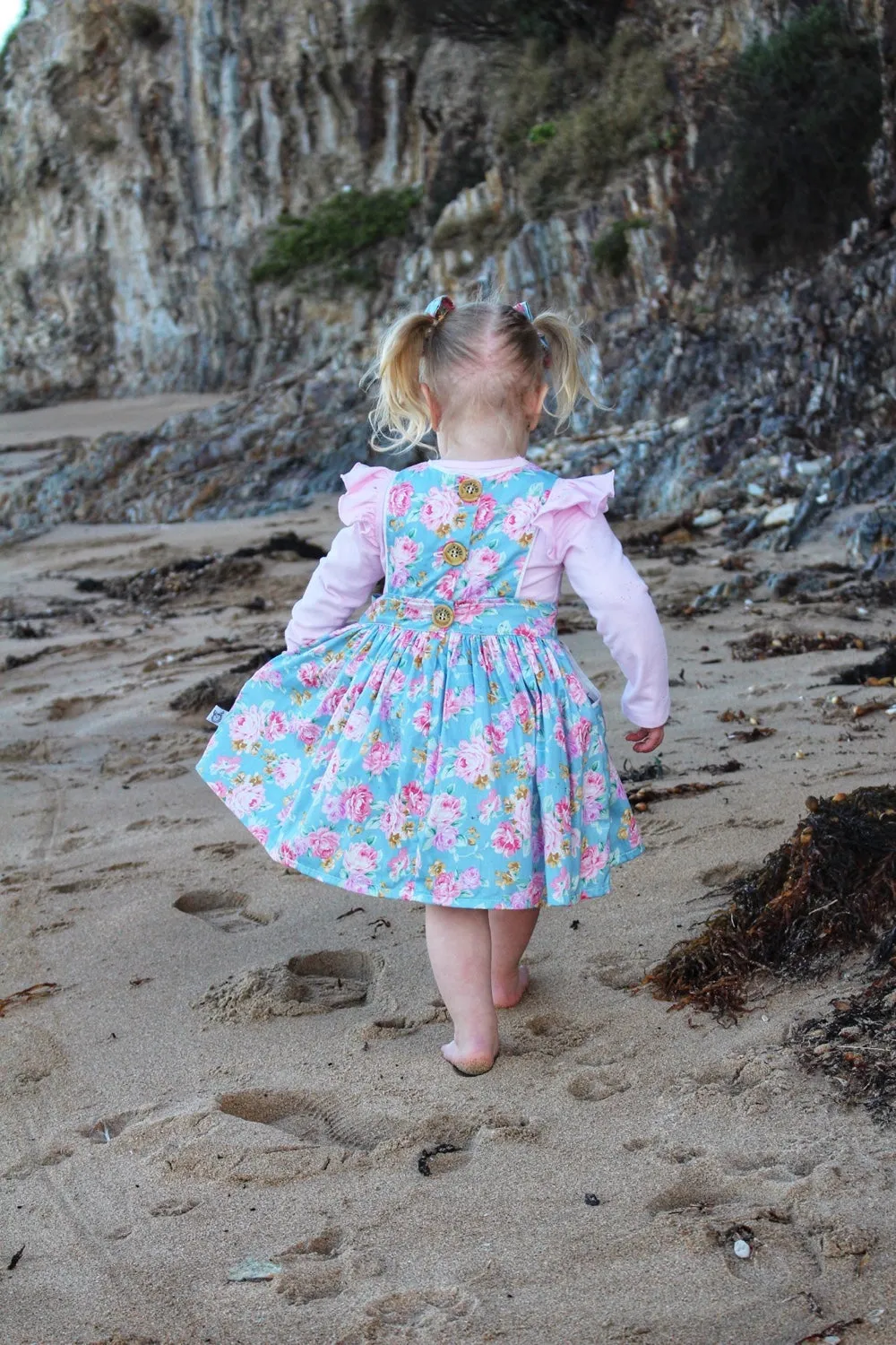 Pocket Pinafore Dress | Matilda Rose in Sky Blue