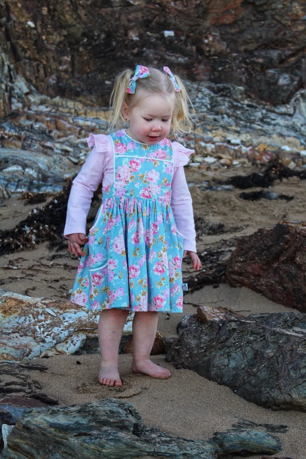 Pocket Pinafore Dress | Matilda Rose in Sky Blue