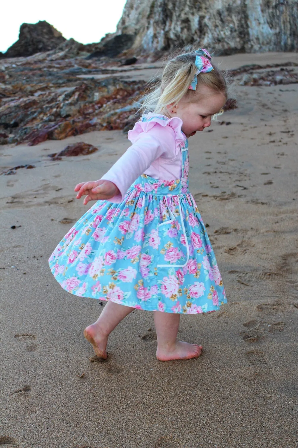 Pocket Pinafore Dress | Matilda Rose in Sky Blue