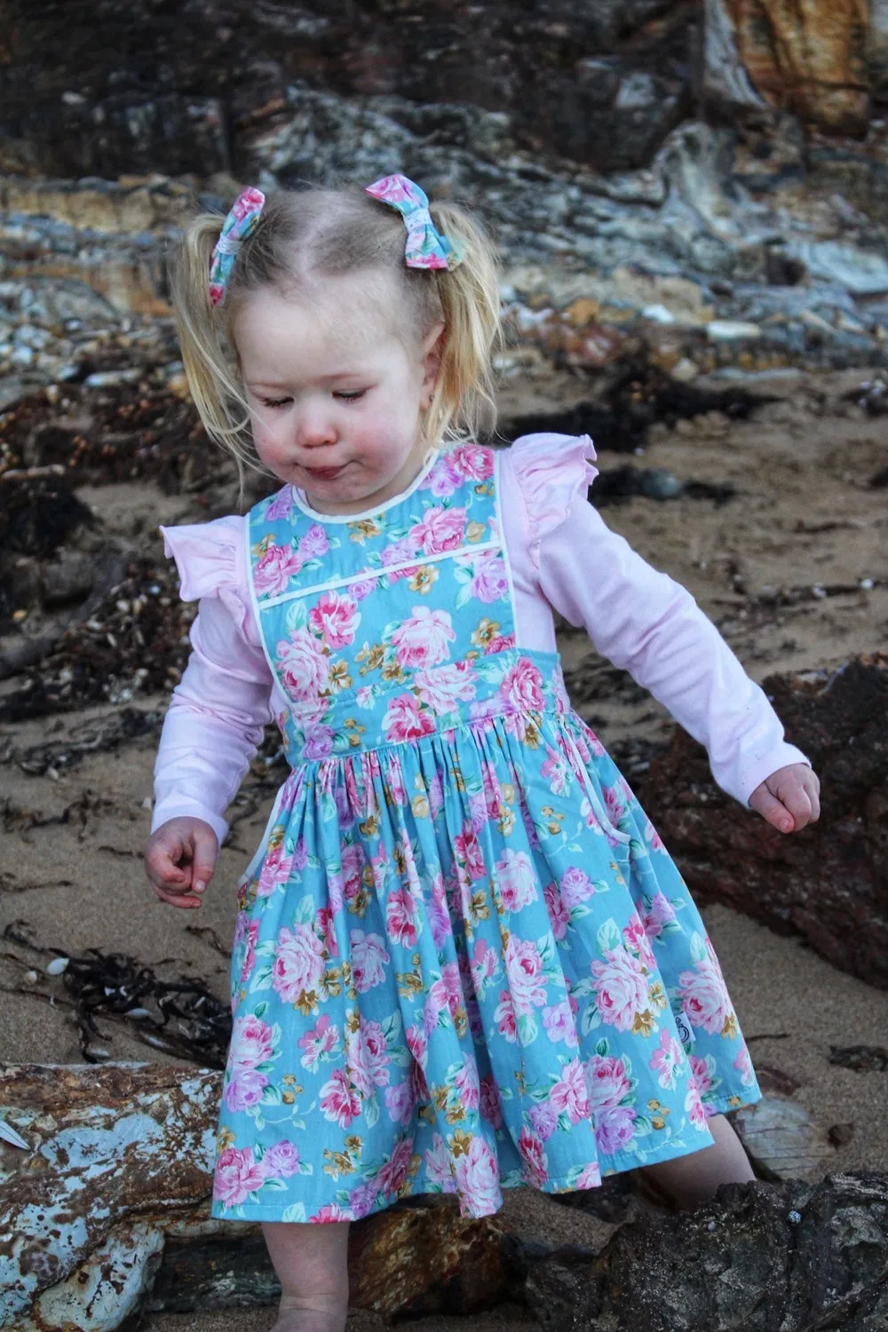 Pocket Pinafore Dress | Matilda Rose in Sky Blue