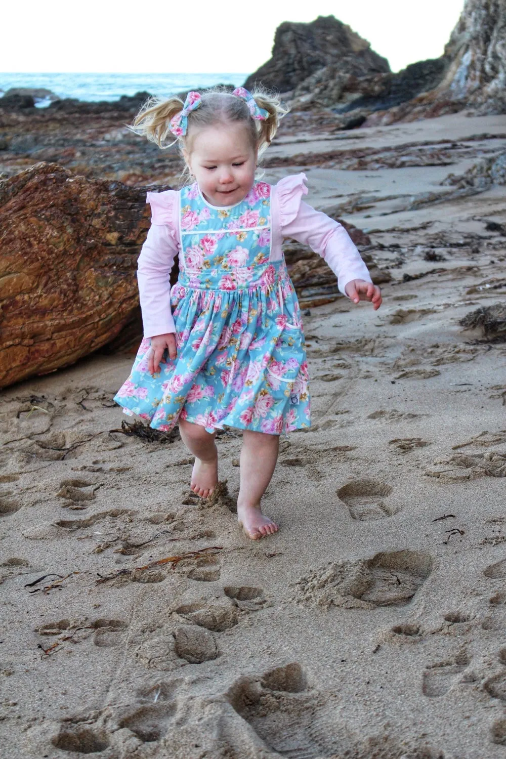 Pocket Pinafore Dress | Matilda Rose in Sky Blue