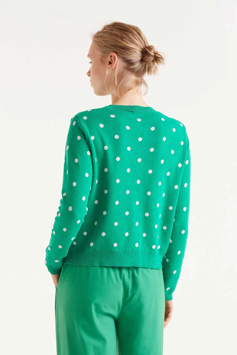 Polka Dot Cardigan - Green