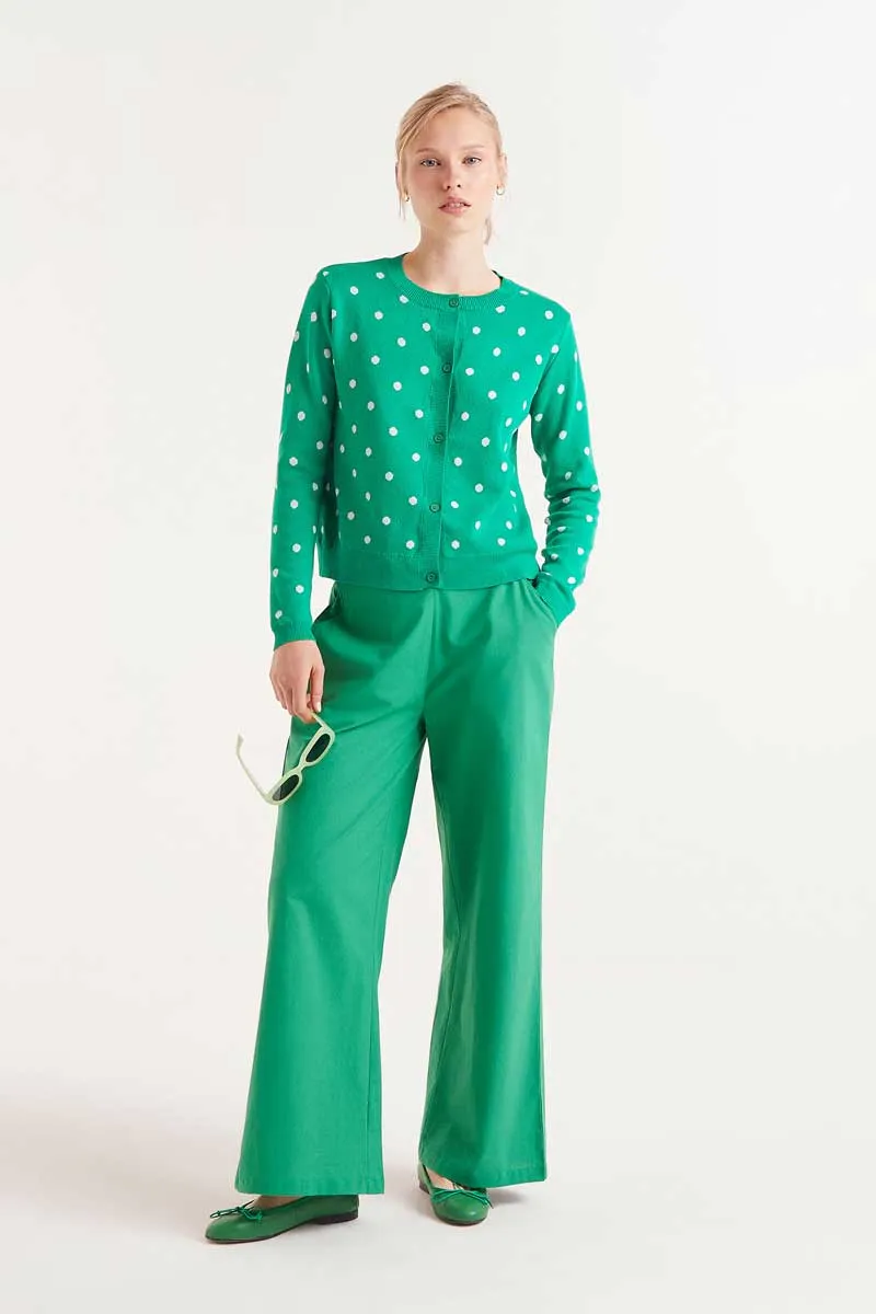 Polka Dot Cardigan - Green