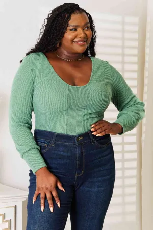 Portia Basic Bae Scoop Neck Long Sleeve Top