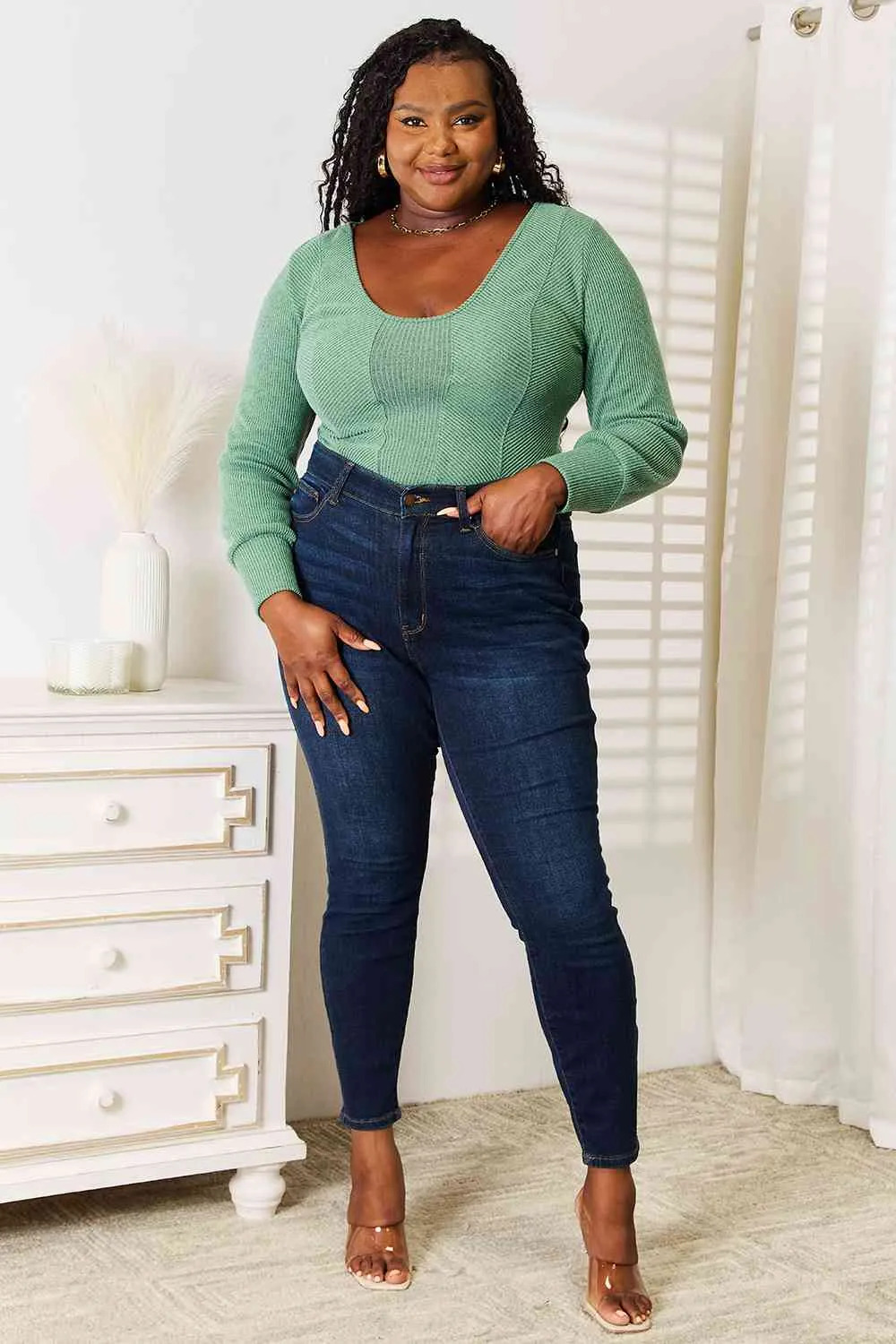 Portia Basic Bae Scoop Neck Long Sleeve Top