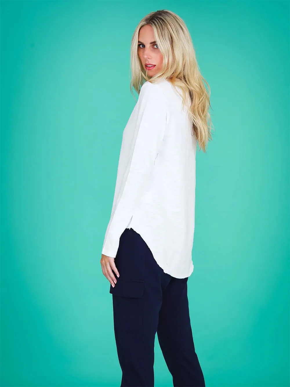 Portsea Long Sleeve Top - WHITE