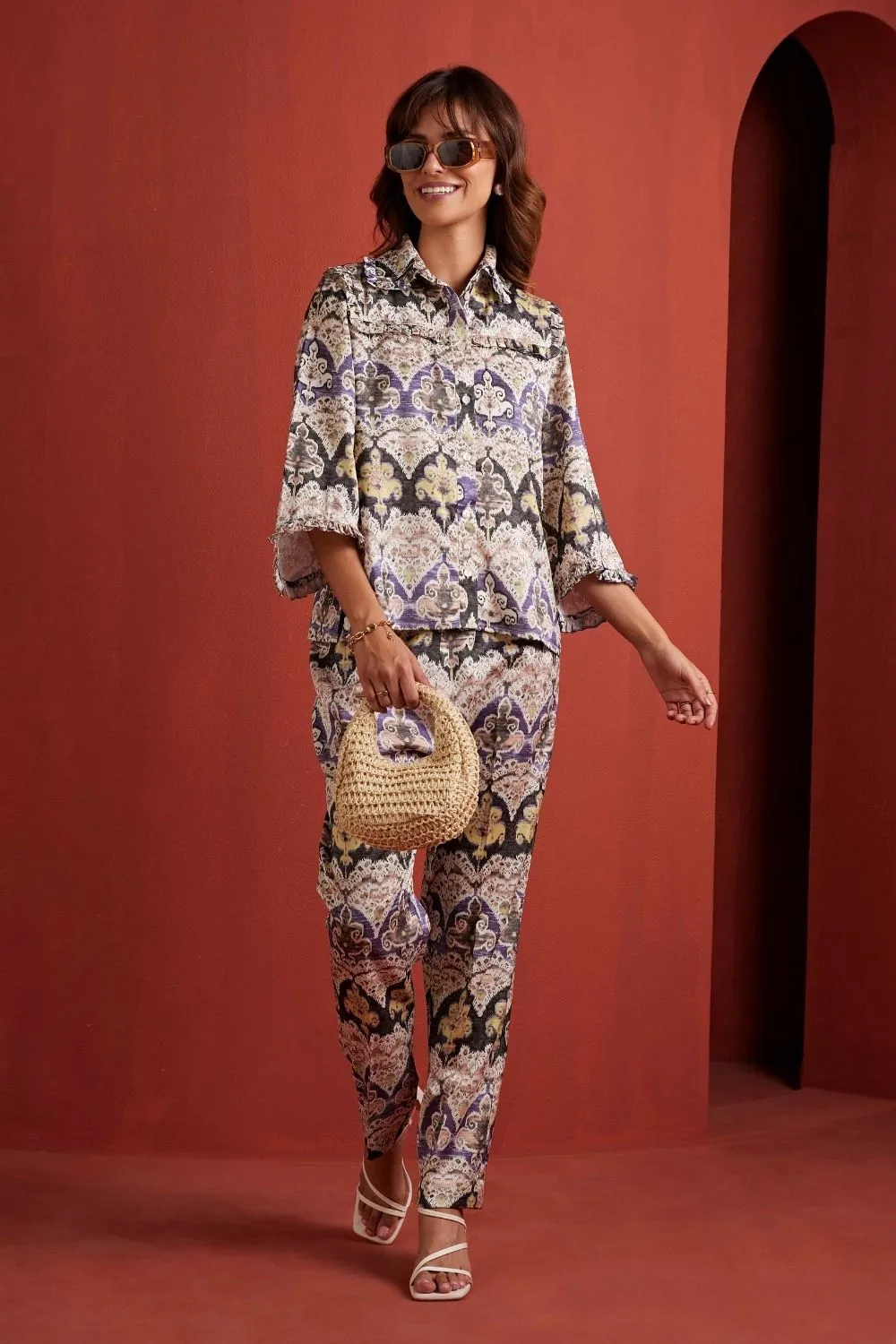 Posh Print Collar Top