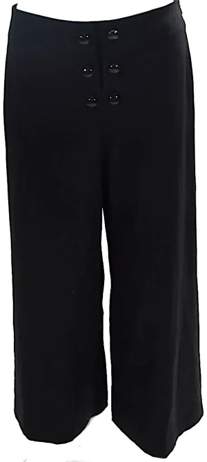 Proenza Schouler NY. Black Wool Mid Rise Cropped Wide Leg Pants