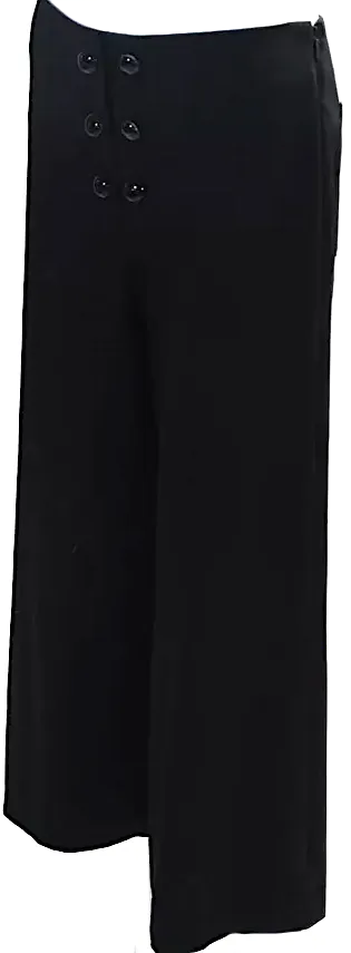 Proenza Schouler NY. Black Wool Mid Rise Cropped Wide Leg Pants