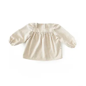 Puffed Longsleeve Blouse - Gingham Tan
