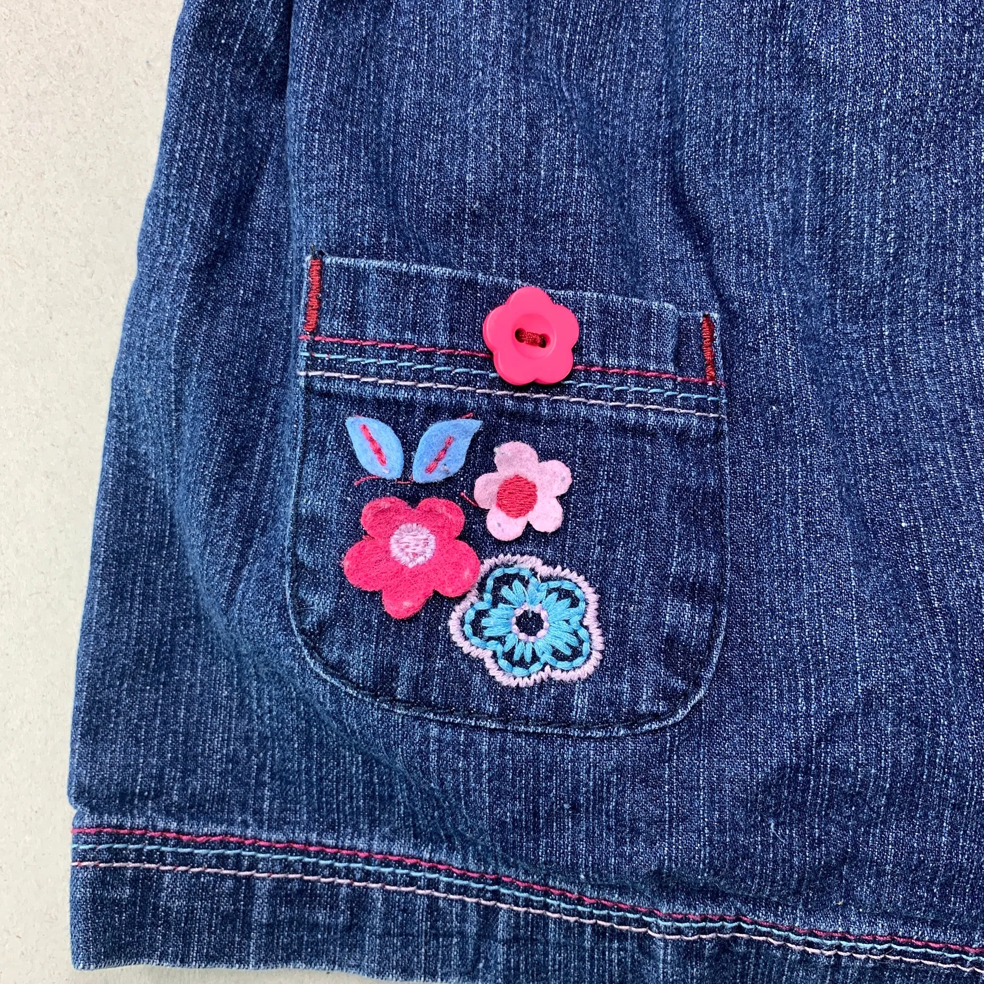 Pumpkin Patch dark denim overalls dress / pinafore, size 0, Pre-loved