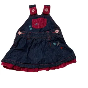 Pumpkin Patch embroidered overalls dress / pinafore, size 0000, Pre-loved
