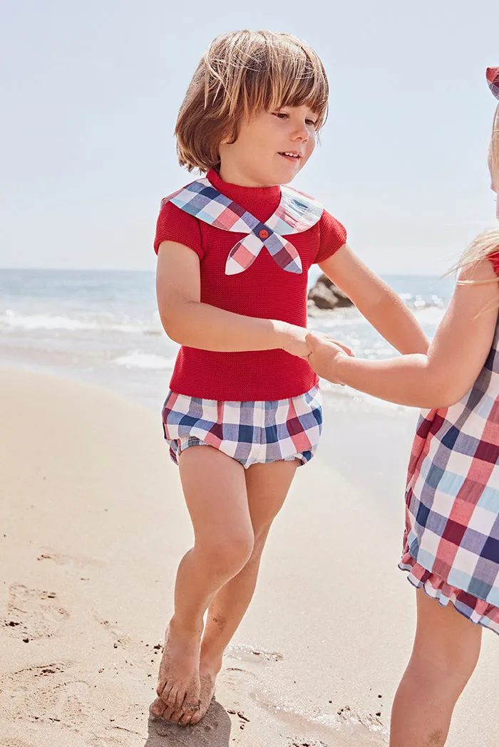 "Benedict" Red Knit Sailor Top & Jam Pants