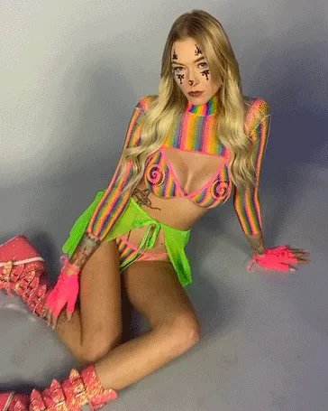 Rainbow Industrial Net 3pc Bikini Set