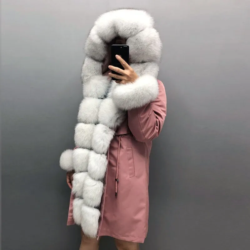 Real Fox fur fur collar hooded fur parka