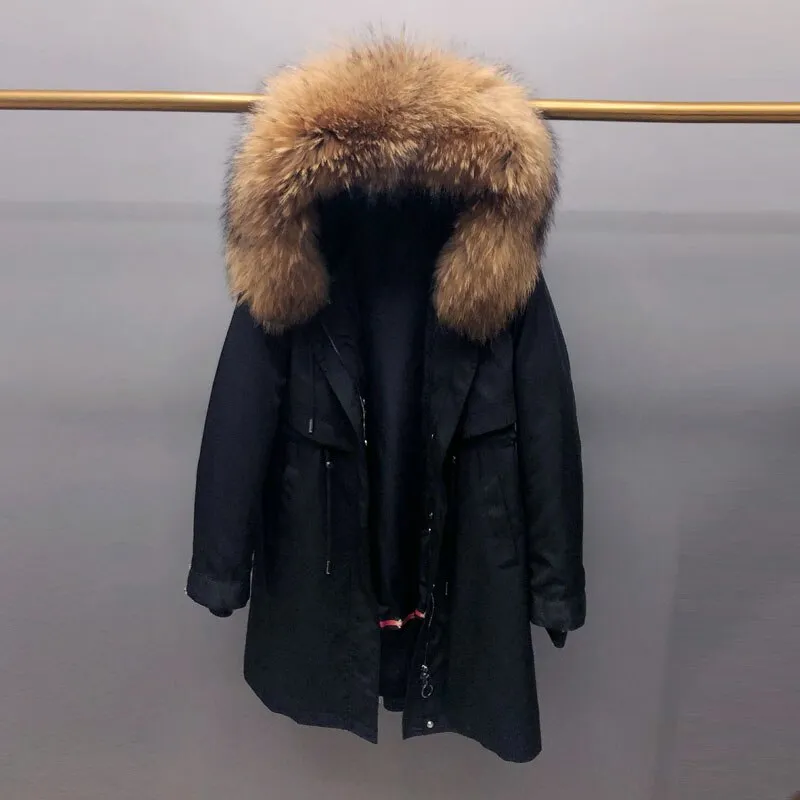 Real Fox fur fur collar hooded fur parka