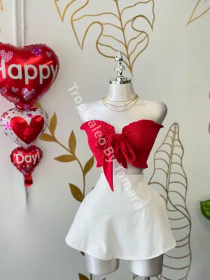 Red Bow Crop Top