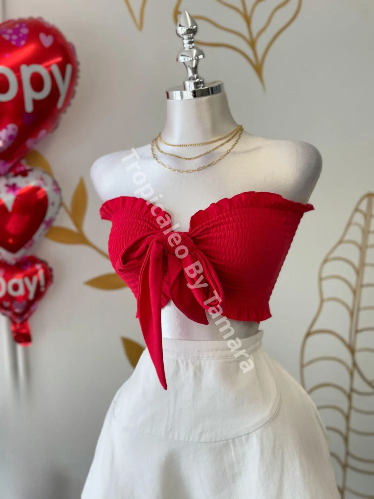 Red Bow Crop Top