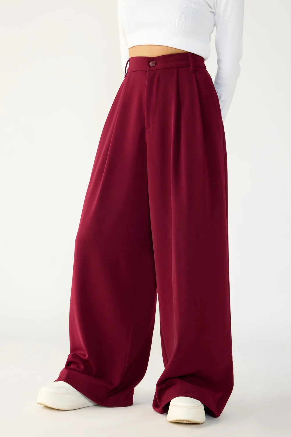 Regal Maroon Super Flared Flared Korean Pants