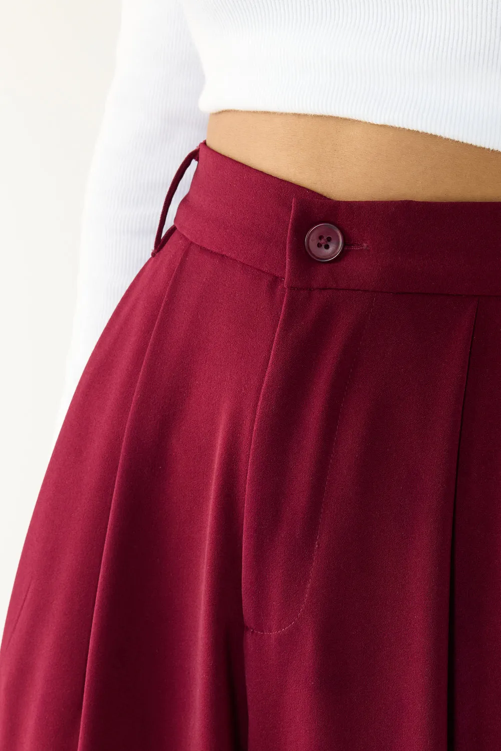 Regal Maroon Super Flared Flared Korean Pants