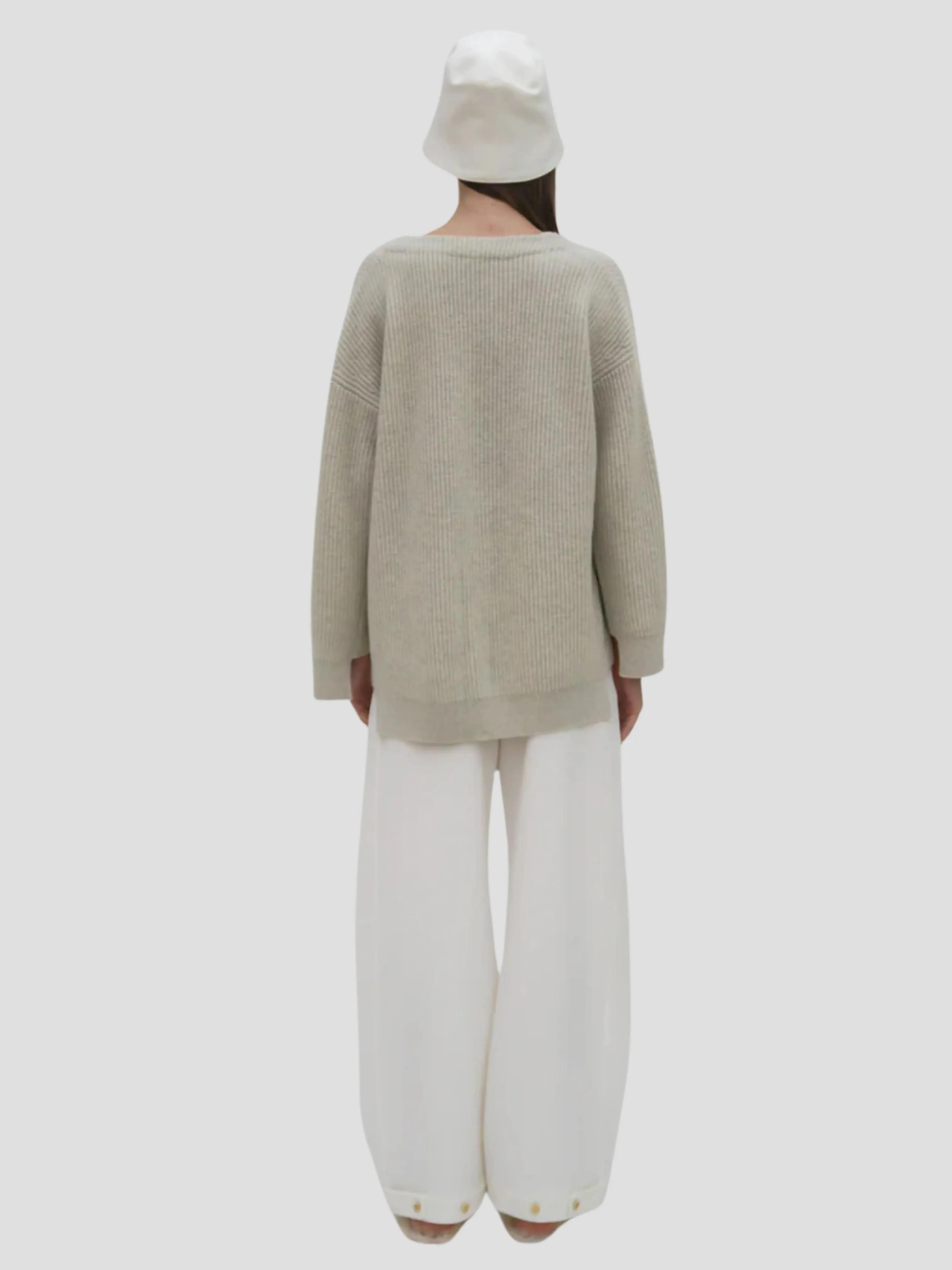 Rib Panel Cardigan in Fog