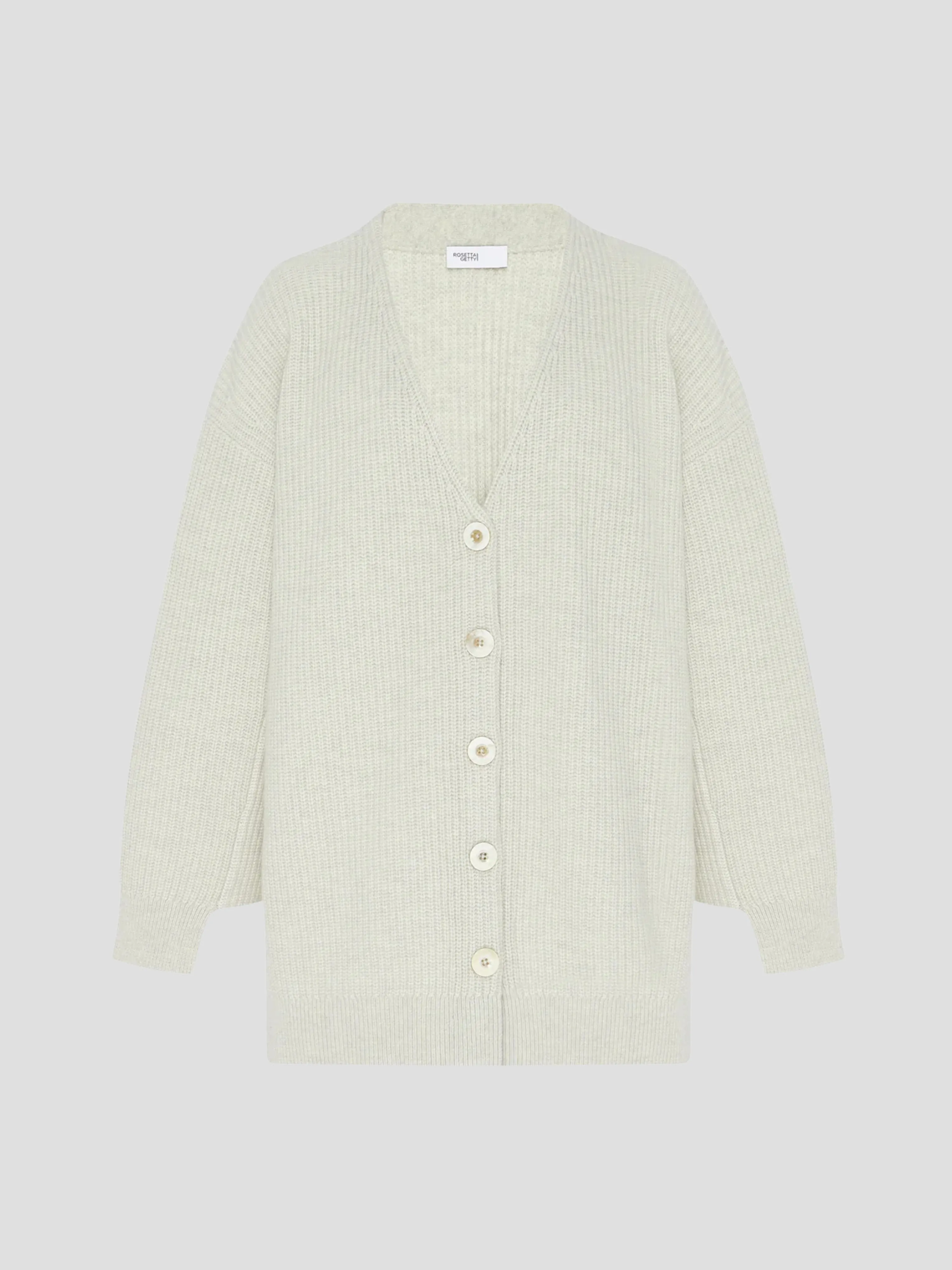 Rib Panel Cardigan in Fog