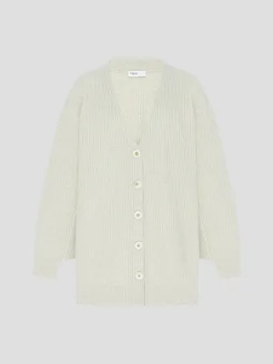 Rib Panel Cardigan in Fog